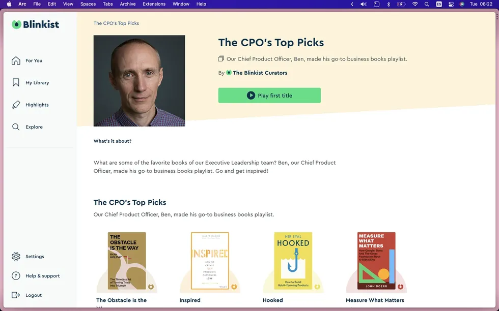 The CPO's Top Picks, a leader-curated Collection in the Blinkist app at Trustpilot