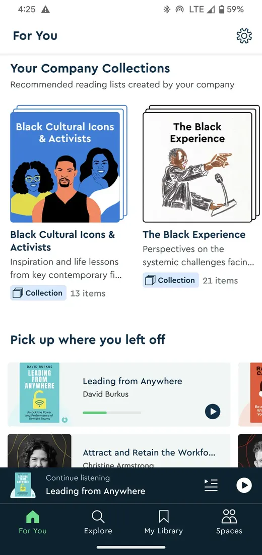 Company Collections on mobile