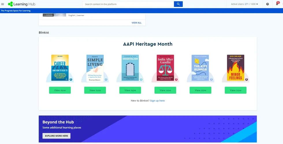 Blinkist content embedded in the Progress Learning Hub for AAPI Heritage Month