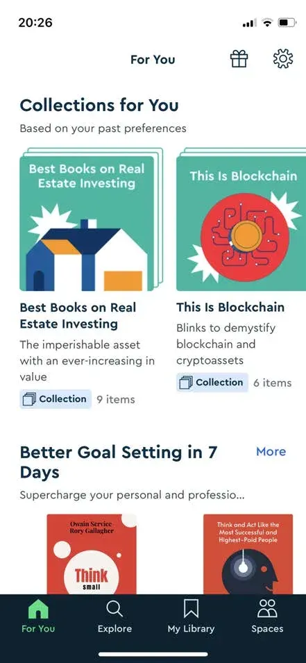 Collections for You in the Blinkist mobile app at Matillion